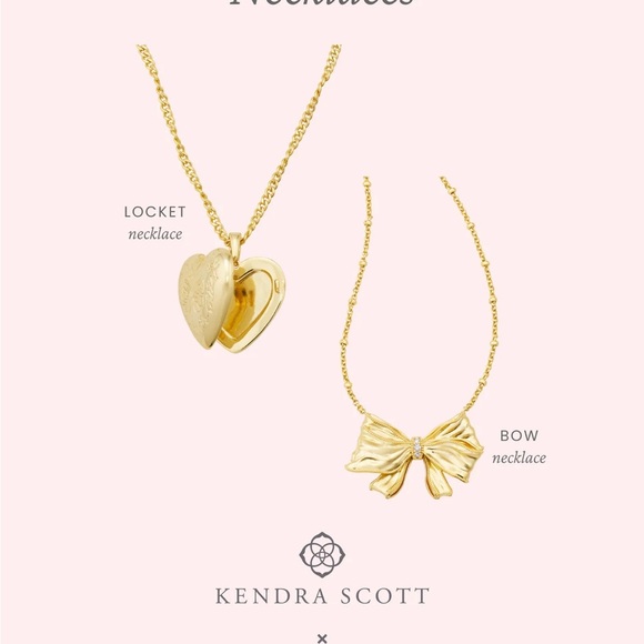 Kendra Scott x 🎀 LoveShackFancy Gold Locket Necklace new w/ pink dustbag - Picture 9 of 11